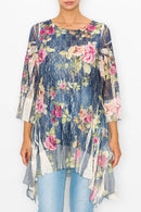 Origami Apparel ~  Lace and Crochet inspired - OLS-4565NAT/DE ROSE TUNIC