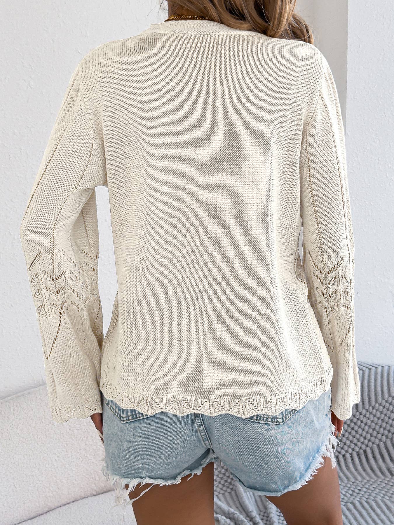 Hope & Sunshine - Tie Front Bell Sleeve Knit Cardigan