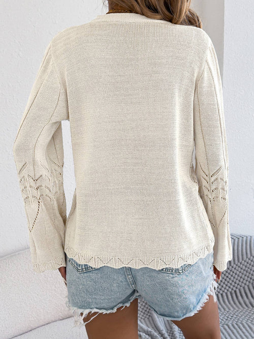Hope & Sunshine - Tie Front Bell Sleeve Knit Cardigan