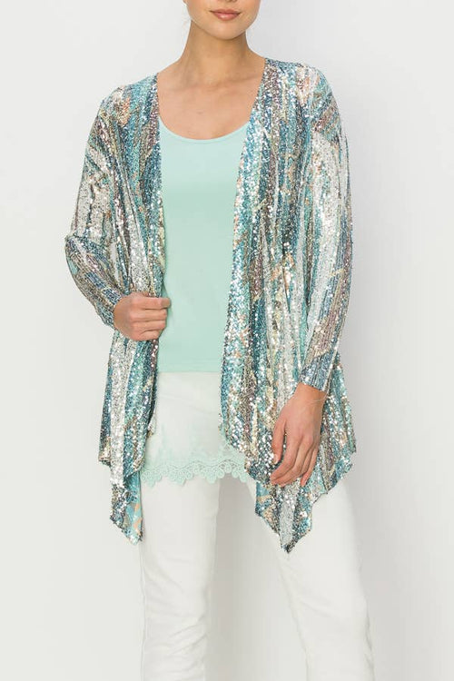 Origami Apparel ~  Lace and Crochet inspired - OLS-4637 SIL-TURQ