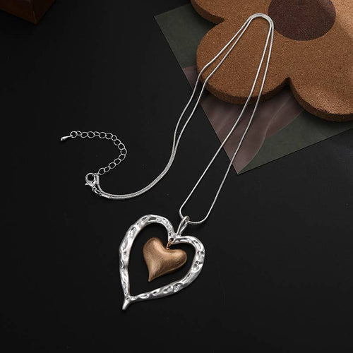 Ole - Double Heart Pendant Alloy Necklace