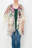 Origami Apparel ~  Lace and Crochet inspired - OLS-4618 BG/BIG ROSE CARDIGAN