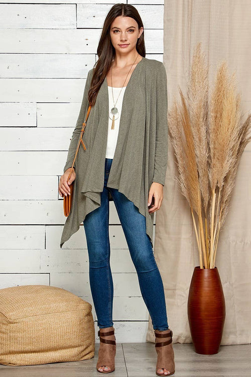 Shopin LA - SG21025. - WOMEN BASIC NATURAL AND SOFT DRAPE CARDIGAN