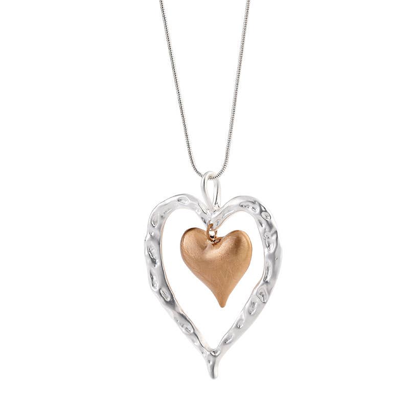 Ole - Double Heart Pendant Alloy Necklace