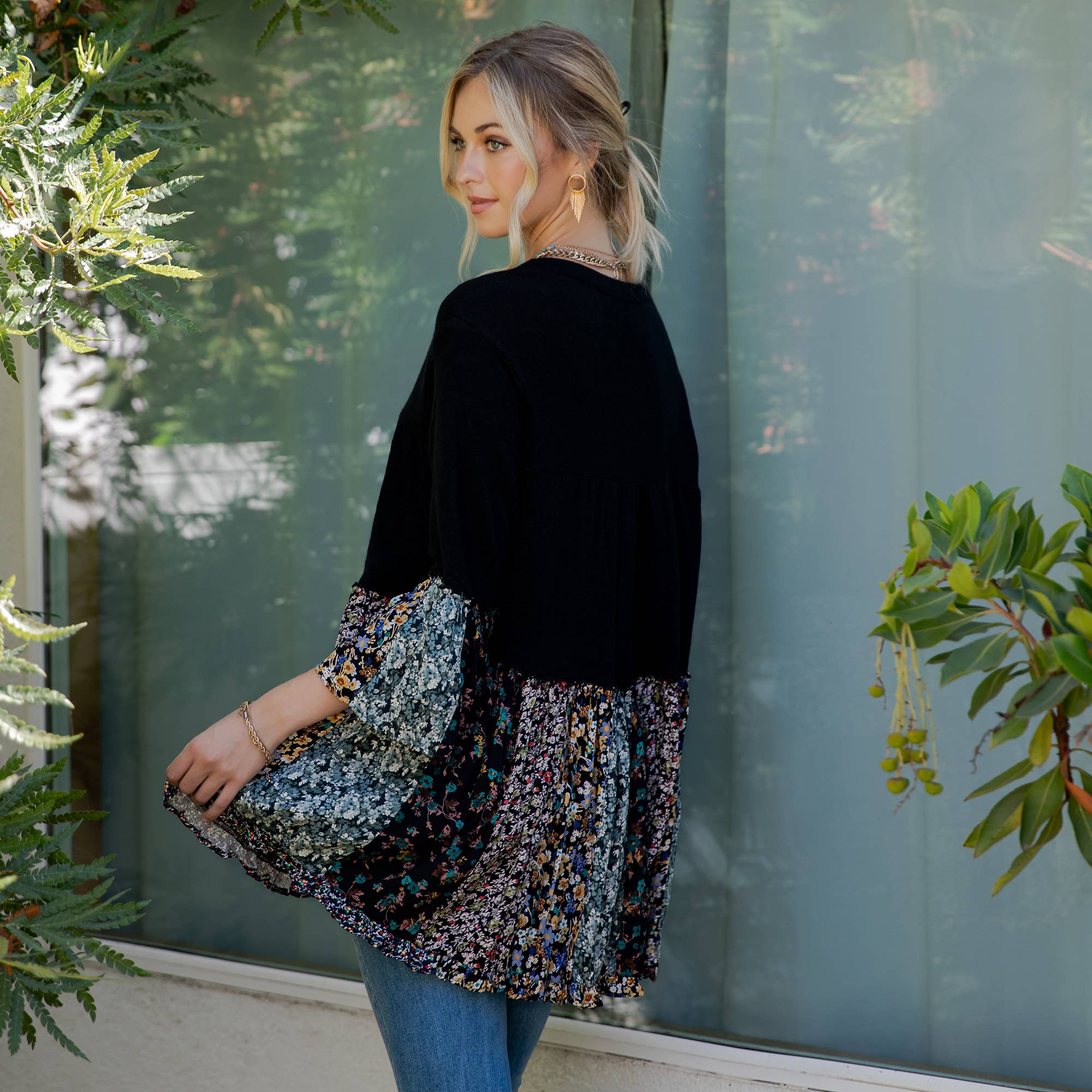 Young Threads - Chic Overdyed Band Collar Jhabla Top (New Color)