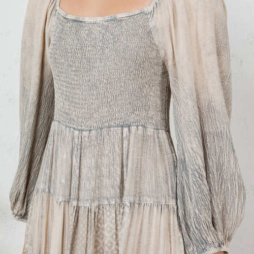 Young Threads - Rustic Bohemian: Smocked Patchwork Maxi Dress - New