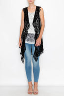 Origami Apparel ~  Lace and Crochet inspired - OLS-4497BK Vest Cover Up