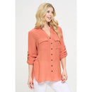 Perseption - FLAP POCKET BUTTON DOWN FRONT BOYFRIEND SHIRT