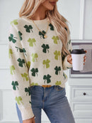 Hope & Sunshine - Clover Pattern Knit Pullover Sweater