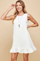 Shopin LA - SD21010-25038. WOMEN SOLID SLEEVELESS RUFFLED MIDI DRESS