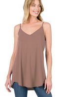 Blue Spaghetti Strap V Neck Flowy Tunic Cami Top