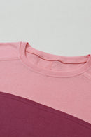 Khaki Colorblock Striped Bishop Sleeve Side Slits Top