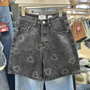 Hope & Sunshine - High Waist Heart Patch Denim Shorts