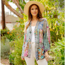 YOUNG THREADS - Western Kimono Top In Overdyed Mix N Match Patches