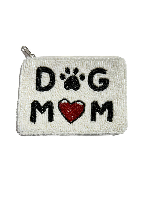Ole - DOG MOM  Beaded Mani Coin Purse