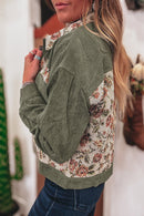 Clay Ribbed Retro Floral Patchwork Jacket