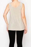 Origami Apparel ~  Lace and Crochet inspired - Shimmery Essential Sleeveless Lurex Tank - 4844BEIGE