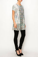 Origami Apparel ~  Lace and Crochet inspired - OLS-4691 SIL-TURQ