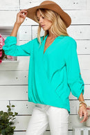 Shopin LA - SP4732T-24926- WOMEN SOLID WRAP CROSSOVER BLOUSE
