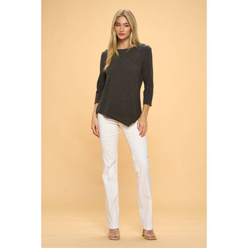 Perseption - SCOOP NECK BUTTON SHOULDER SWEATER