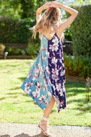 Shopin LA - SPD7002 - WOMEN FLORAL COLOR BLOCK SLEEVELESS DRESS