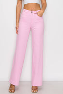 Denim Zone U.S.A. - LVB-200 LIGHT PINK HIGH WAISTED STRETCHY WIDE LEGS JEANS