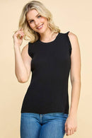 Shopin LA - CSP9277 - WOMEN SLEEVELESS RIBBED RUFFLE EDGE TANK TOP