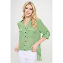 Perseption - FLAP POCKET BUTTON DOWN FRONT BOYFRIEND SHIRT