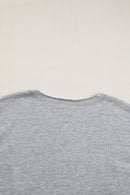 Light Grey USA Letter Patch Notched Neck Loose Tee