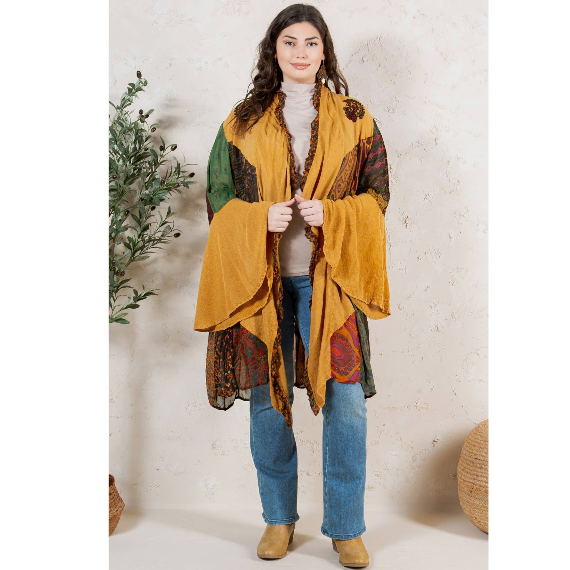 Young Threads - Rustic Bohemian: Patchworked Shrug ALSO IN PLUS