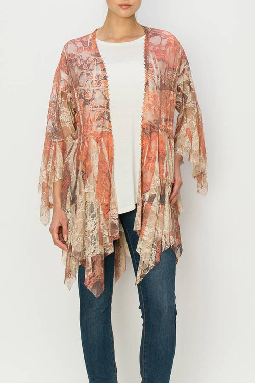 Origami Apparel ~  Lace and Crochet inspired - OLS-4618BG SAVANNAH Cardigan