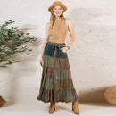 Young Threads - Western Boho Chic: Patchwork Belted Skirt  (New Color)