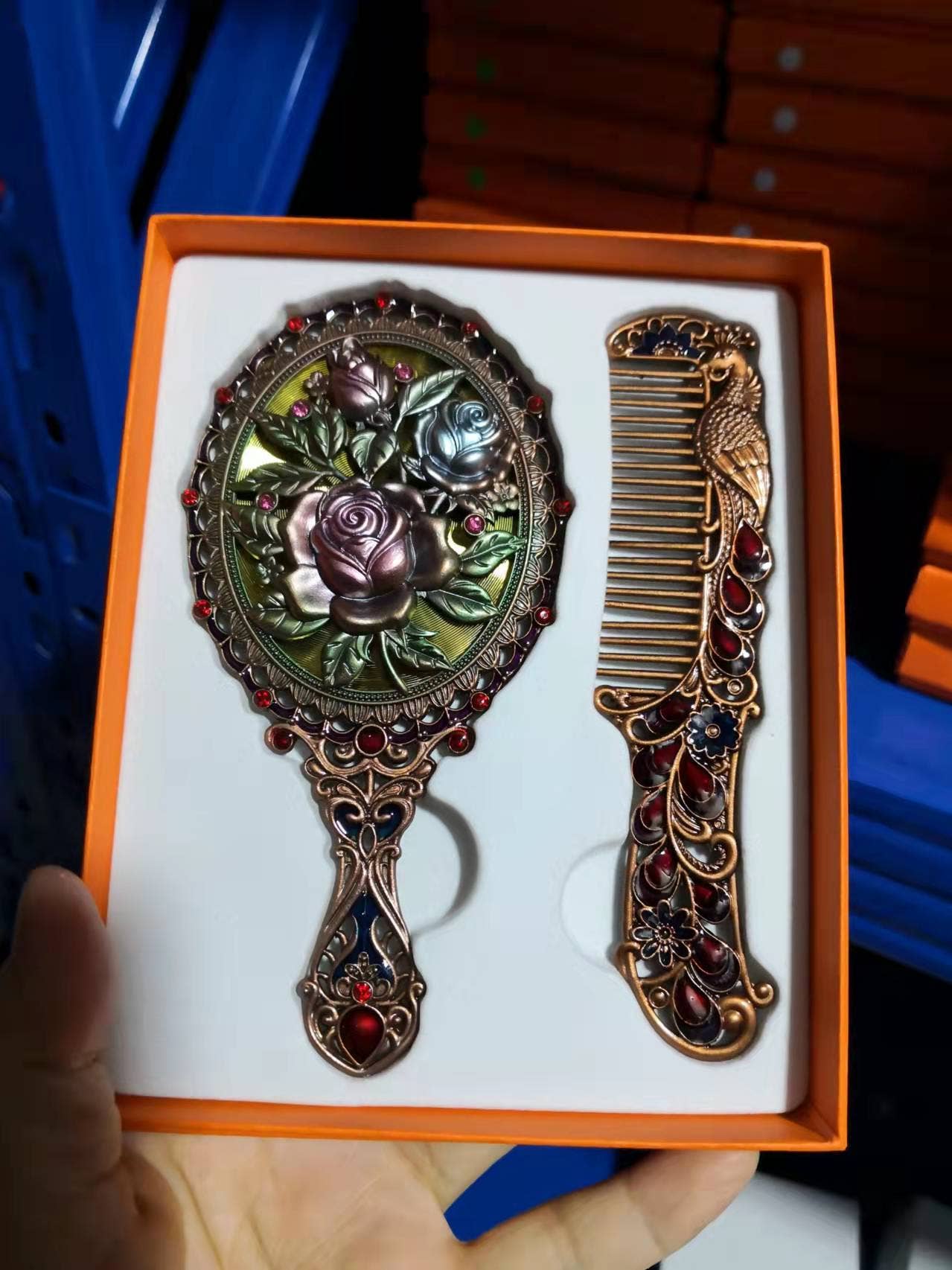Ole - Small Size Rose Alloy Mirror Set