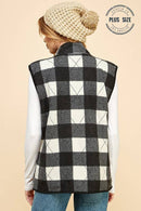 Shopin LA - SPT5193P. - PLUS SIZE REVERSIBLE PLAID ZIP UP POCKET VEST