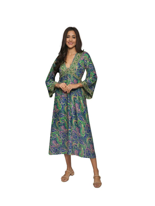 Sacred Threads - Faux Silk Patterned Dress