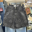 Hope & Sunshine - High Waist Heart Patch Denim Shorts