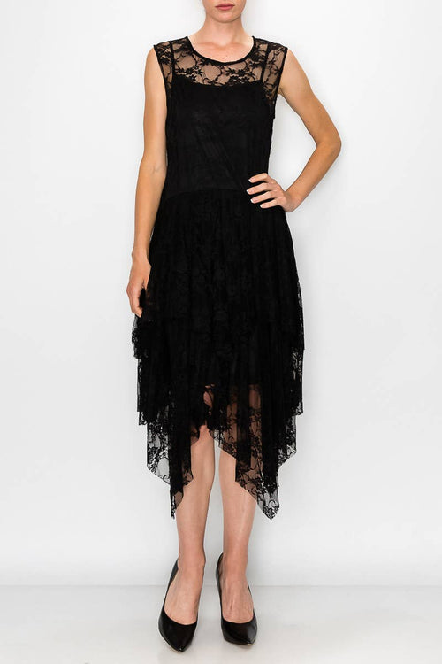 Origami Apparel ~  Lace and Crochet inspired - Taupe Lined Dress with  Matching Slip