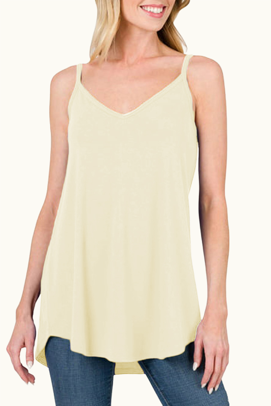 Blue Spaghetti Strap V Neck Flowy Tunic Cami Top