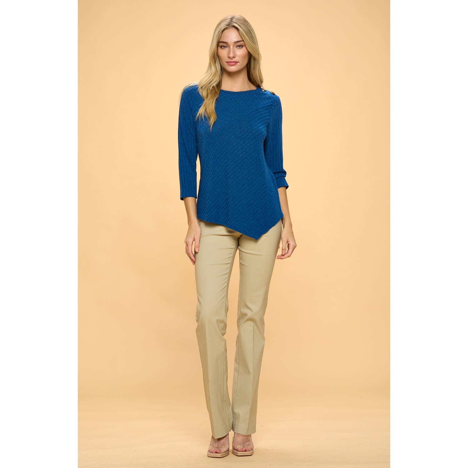 Perseption - SCOOP NECK BUTTON SHOULDER SWEATER