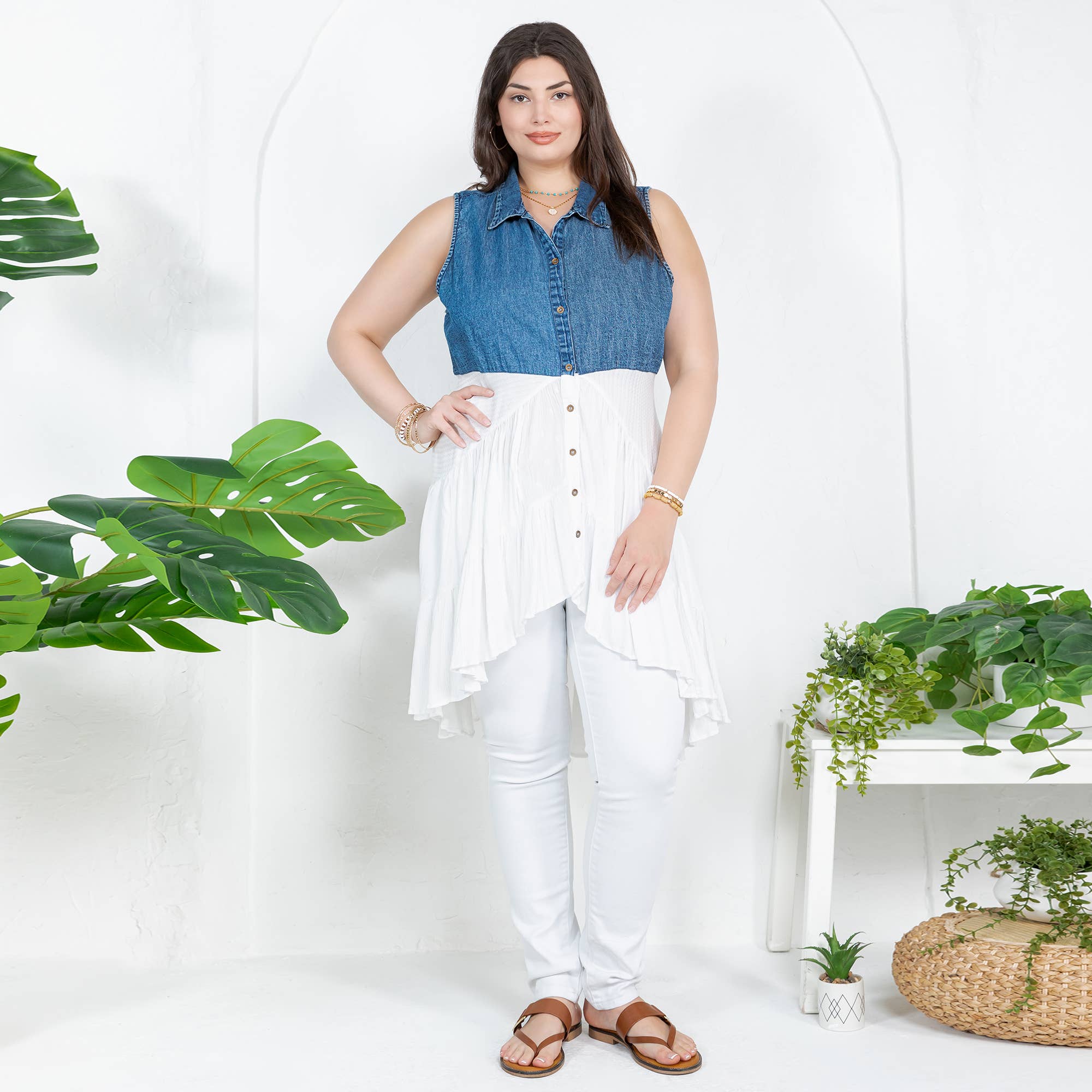 Young Threads - Front-Open Asymmetrical High Low Top - New Design