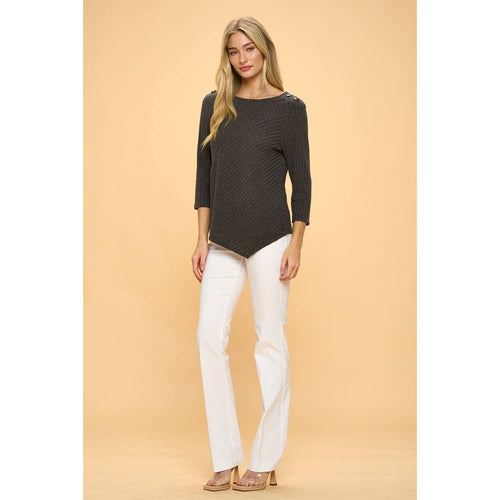 Perseption - SCOOP NECK BUTTON SHOULDER SWEATER