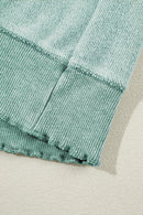 Orchid Petal Waffle Patchwork Raglan Sleeve Exposed Seam Sweatshirt