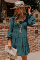 Brown Long Sleeve Smocked Tiered Boho Dress