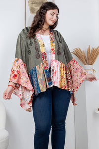 Young Threads - Printed Rayon Kimono Shrug with Embroidery (New Color)