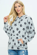 LA Soul - Paw Print Plus Size Hoodie With Pocket