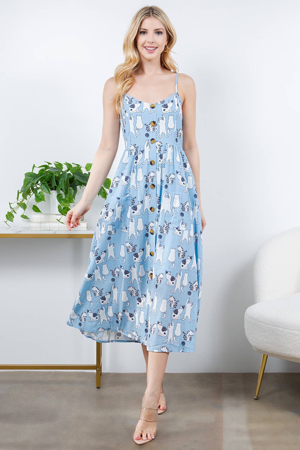 LA Soul - Dancing Cat Cami Maxi Dress