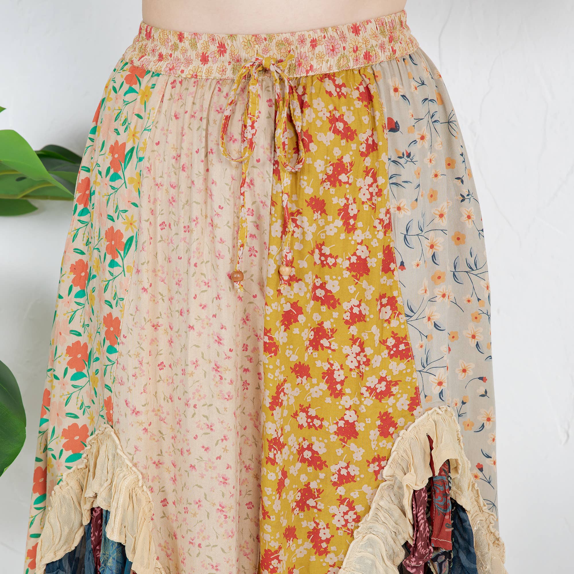 Young Threads - Bohoemian Mid-Length Skirt with Rayon Print (New Color) SK23162