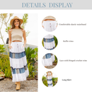 Young Threads - Women Long Tiered Western Skirt, Lined With Two Pockets