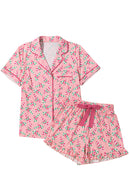 Red Christmas Candy Cane Print Pajama Set