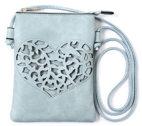 Shine Mark Accessories - Blue - Heart Cut Crossbody Cellphone Bags